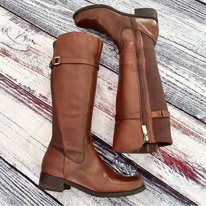 Blondo Viva Tall Leather Riding Boots Butterscotch Brown Waterproof